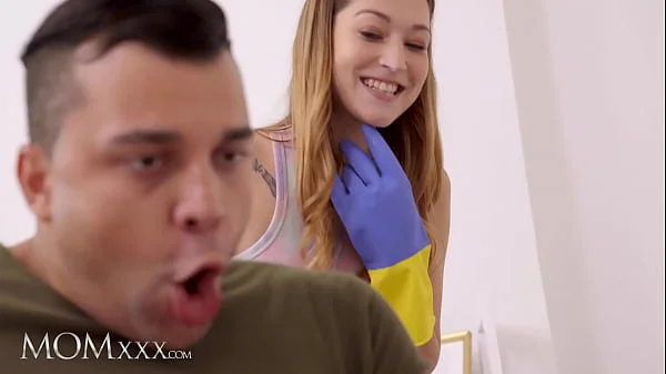 MOMxxx Hot MILF cleaner Mina K wants big dick creampie when student caught masturbating