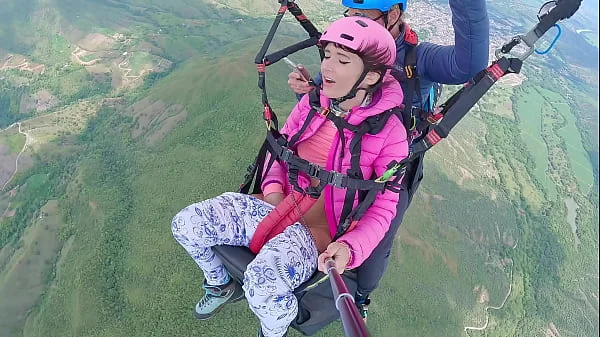 Wet Pussy SQUIRTING IN THE SKY 2200m High In The Clouds while PARAGLIDING