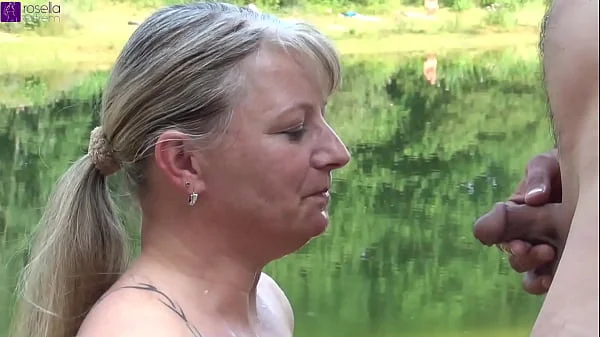 Finally again public piss-swallowing event for everyone at the lake!