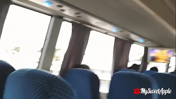 Risky Blowjob on a Public Bus - She swallows all my cum