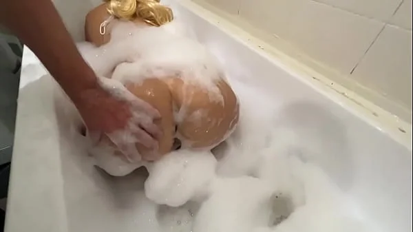 The step son went to his mom bath and helped to wash. Anal and blowjob