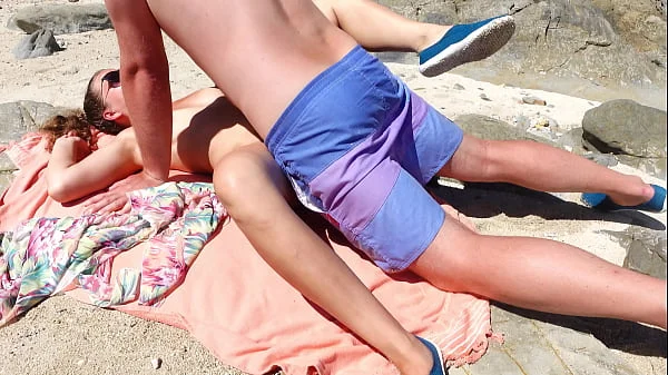 I get fucked on a risky public beach, first stranger came near me to jerk!