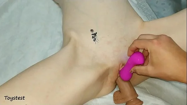 Clit Sucking Toy plus Dildo makes her crazy