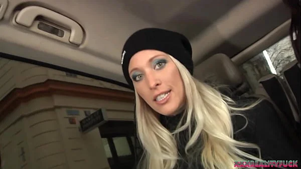 Uma and Jena picking up stranger on the streets to have sex in the car, facial cum included
