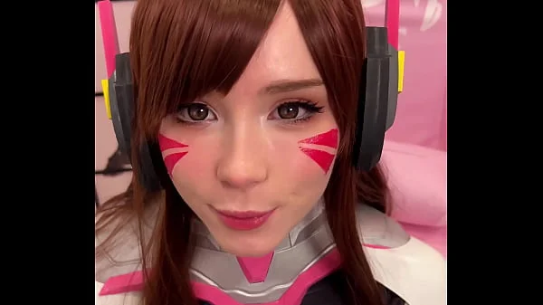 Tiktoker Girl Cosplay D.Va from Overwatch and Sucks Dick till Facial