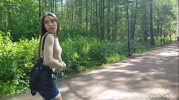 Public ANAL sex in the park with cute student Evelina Darling